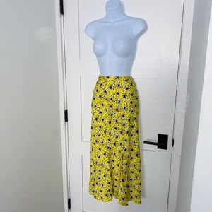 Yellow and Black Floral Skirt